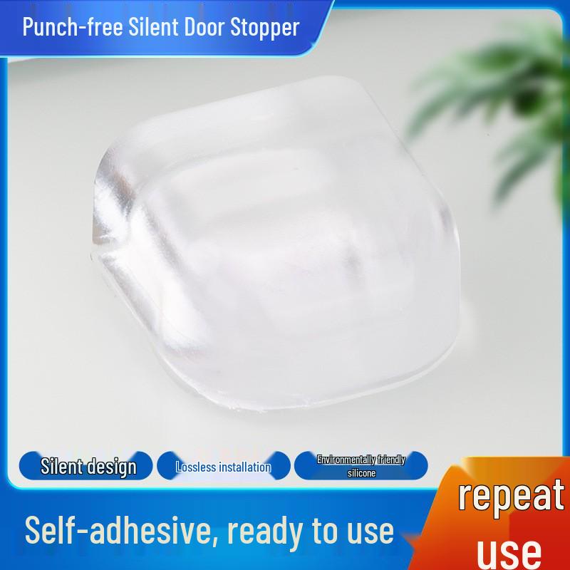 

Punch-Free Silicone Door Stopper: Transparent, Adhesive, Anti-collision, Safe, Silent Flat Head Bumper