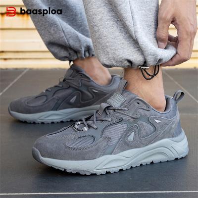 Men's Sports Casual Shoes Suede + Mesh Cloth Quality Brand Men's Running Daily Breathable Comfortable Non-Slip Men's Casual Shoes