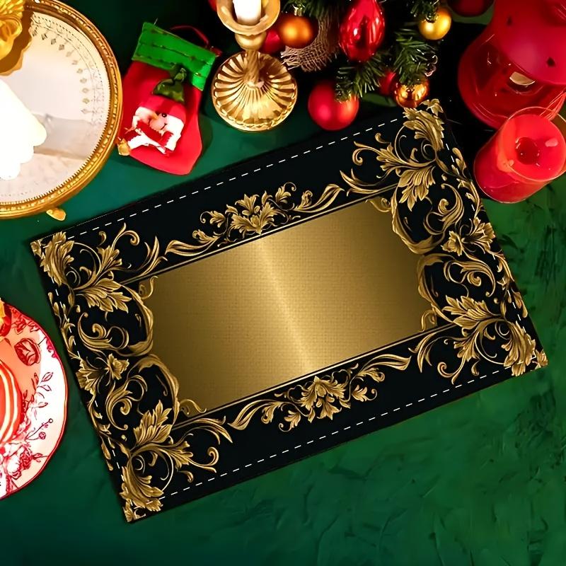 4pc [Elegant Placemats] The Elegant Golden Linen Placemats Are Suitable for Kitchen Dining and Coffee Heat-resistant Placemats
