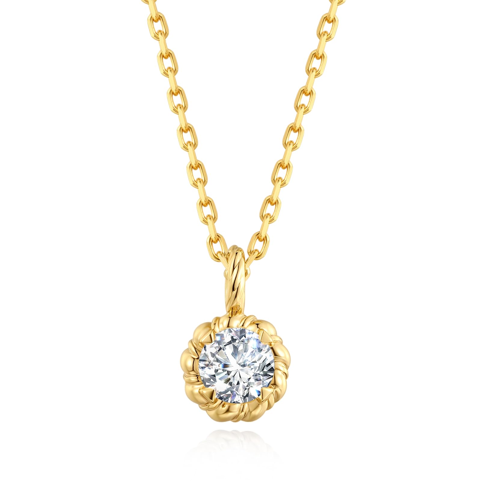 

Diamond Necklace Single Sterling Silver Twisted Gold Birthday Gift Wrapping Included [FANCIME] Women s Sun Dew - 0.3ct Diamond, 925, Design,