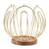 Coffee Pod Holder Basket with Wooden Base Wrought Iron Metal Wire Coffee Capsule Holder for Home Countertop Table