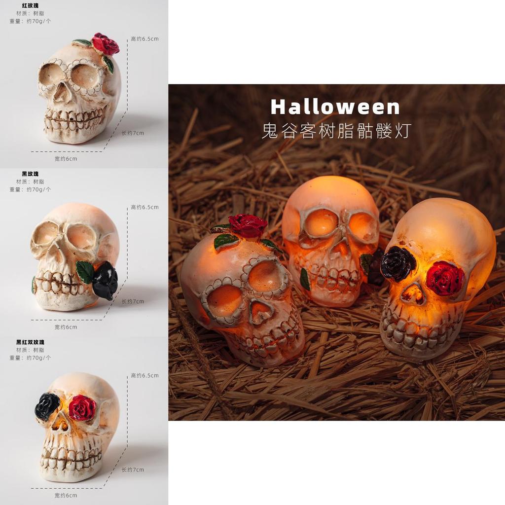Halloween Skelettkopf LED Deko mit Harzmaterial für Spukhaus- und Partyumgebungen
