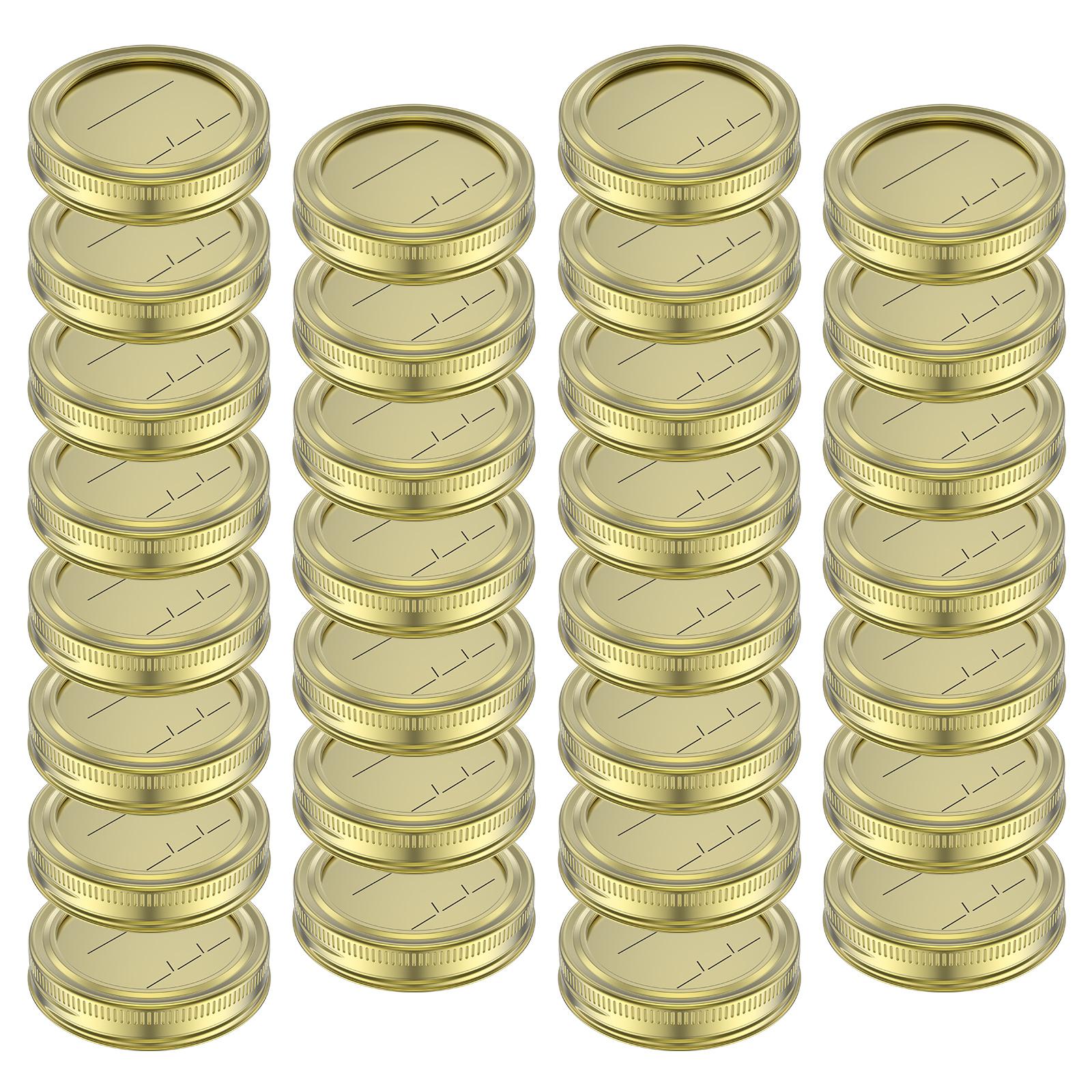 

30 шт. Крышки для банок Мейсона с датой, крышка для герметизации пищевых продуктов, крышки для консервирования с кольцами, обычное горлышко, металлические герметизирующие крышки для консервирования, серебристые, золотистые