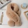 Women Fashion Clothes Accessories Autumn And Winter New Warm Scarf Fur Rabbit Plush Thick Scarf Solid Color Fur Ball Cross Gifts