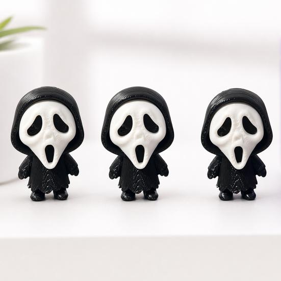 Scream Ghost Face Ornament 3D Printed Ornament, Mini Desktop Statue for Halloween Compact Decor Decoration, Funny Skeleton Figurine Home Office Shelf