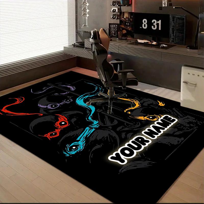 1PC Custom Name "Dark Fantasy Warrior" Theme Floor Mat Ideal for Living Room, Game Rooms, Office, Bedroom Floor Mat Playful Design
