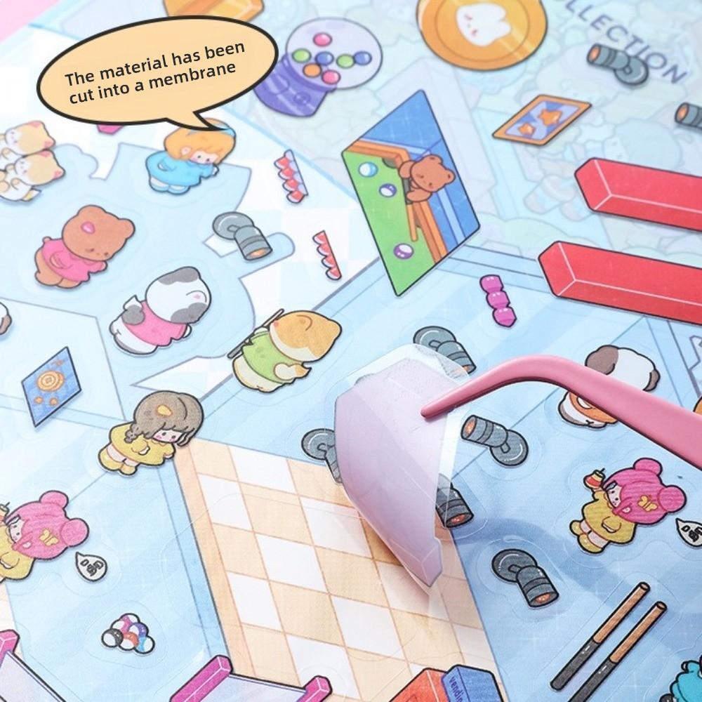 New 8.0 PET 3D Landscape Stickers 8 Scene 20 Sheets Handmade Miniature Scene Stickers Cartoon Town Sticker Book Holiday Gifts