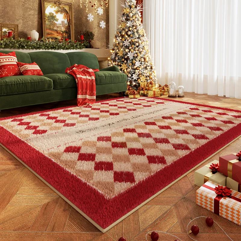 Christmas Living Room Decoration Rug Large Area Anti-slip Mat Fluffy Soft Children Rugs Cute Cartoon Bedroom Decor Plush Carpet