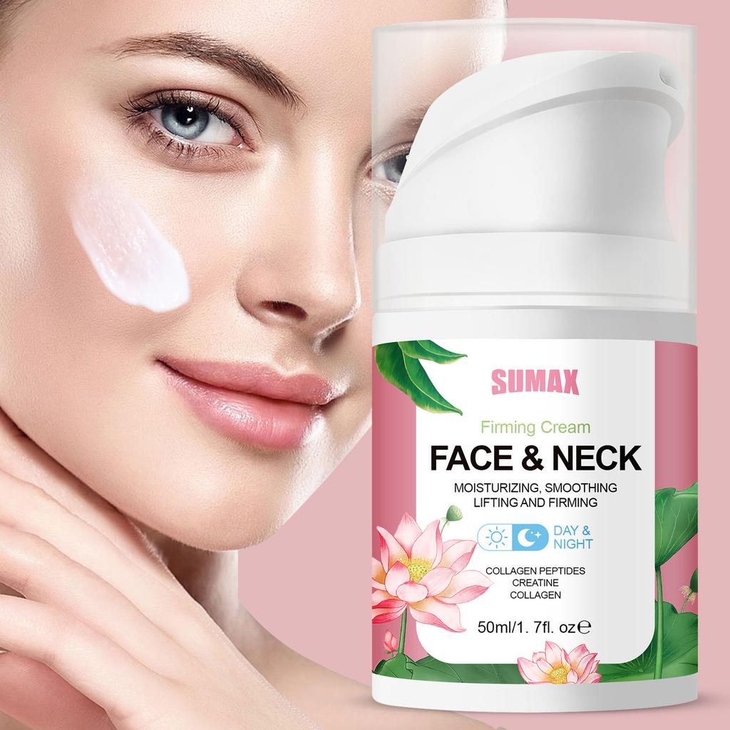 Lotus Collagen Peptide Firming Cream 50ml Duckbill Push Bottle Moisturize and Brighten Skin Tone Revitalize and Nourish Hydrate