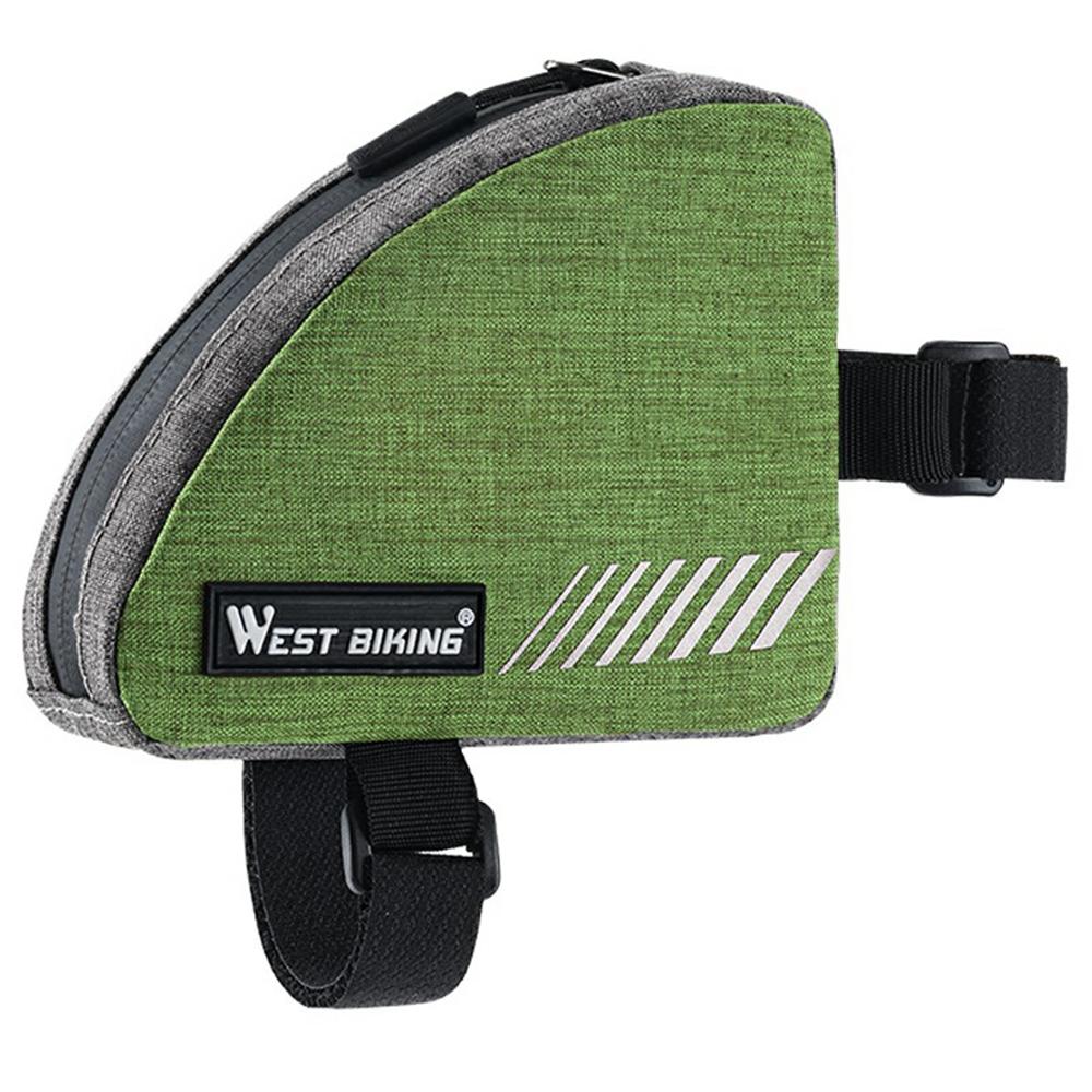 

WEST BIKING YP0707430 Bike Top Tube Bag 0.4L Capacity Triangle Storage Bag Quick Access with Reflective Strips for Mountain Road Bicycle