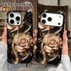 Phone Case: 2D Flat Design Suitable for iPhone 18 17 16 15 14 13 Pro Film Protective Case, Couple Style, Black Gold Rose, Christmas and Halloween Gift