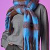 KOLEAT [Unisex] Winter Heat Double-Sided Insulated Check Scarf [Blue]