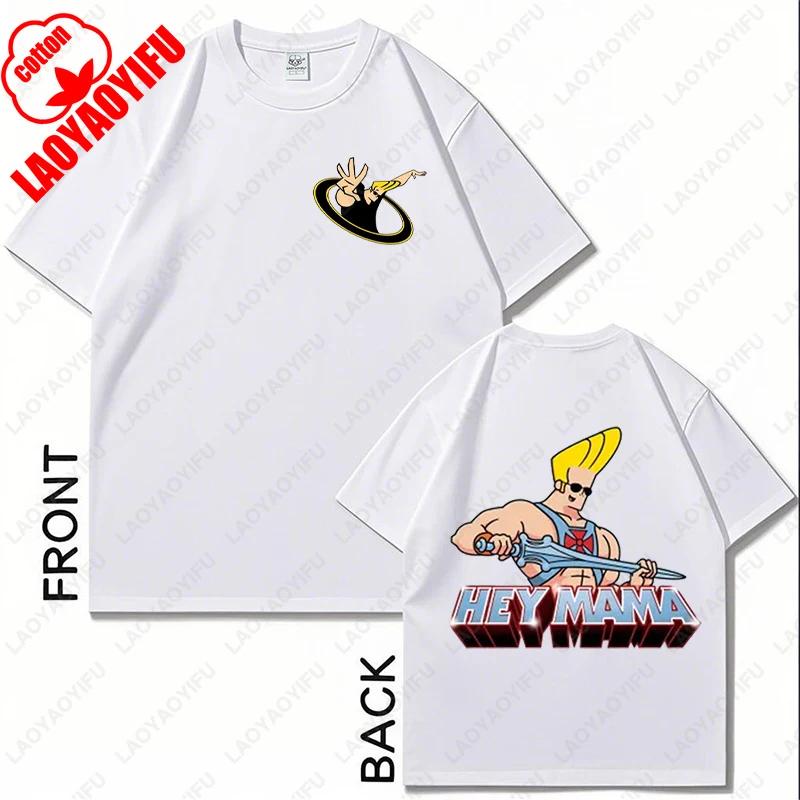 Johnny Bravo Fitness Graphic Shirt Retro Unisex Cotton Funny Teeshirt Casual Wear Birthday Present 80s 90s Hipster Adult Tops