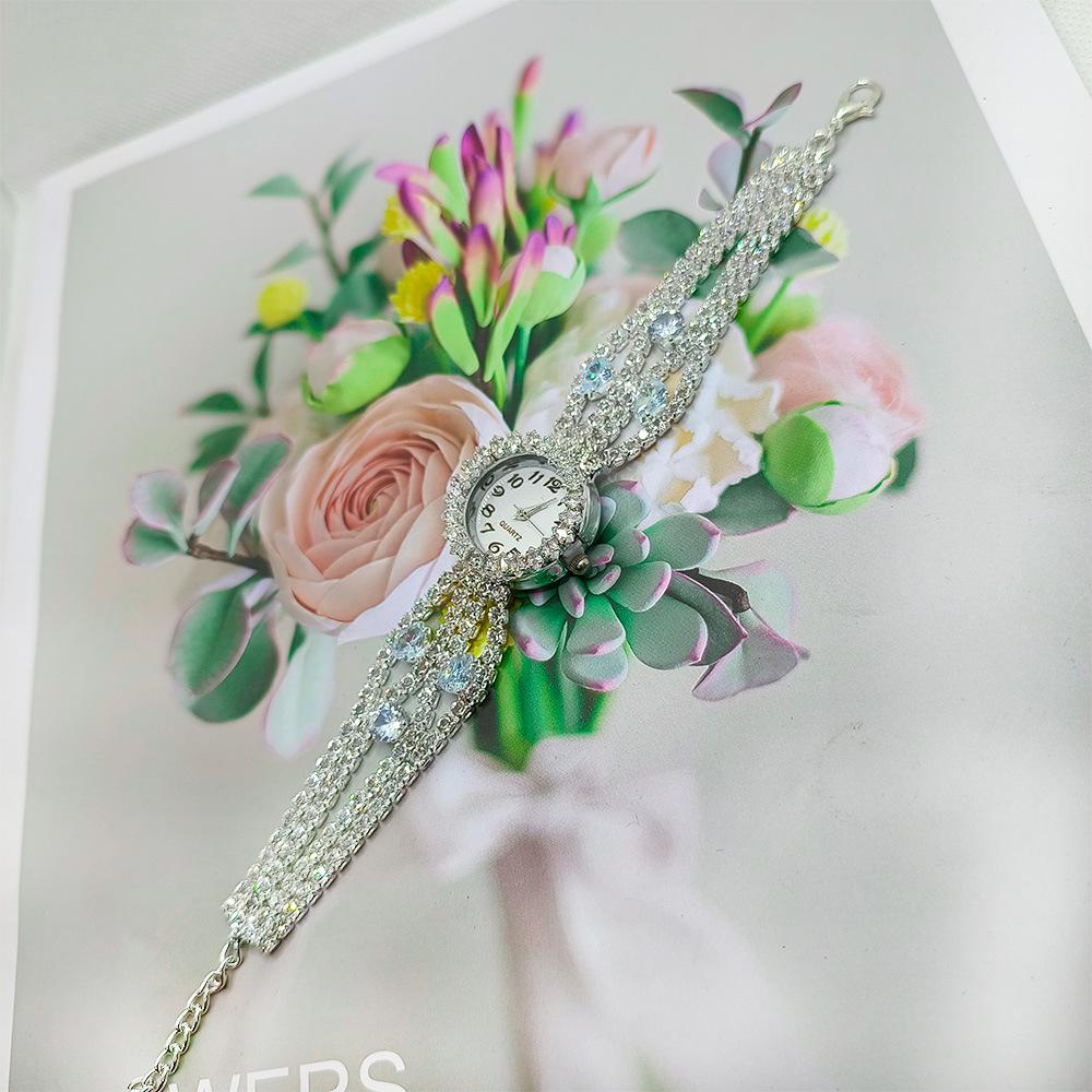 Reloj de Cuarzo para Mujer con Correa Fina Tachonada de Diamantes Estilo Retro Elegante de Negocios