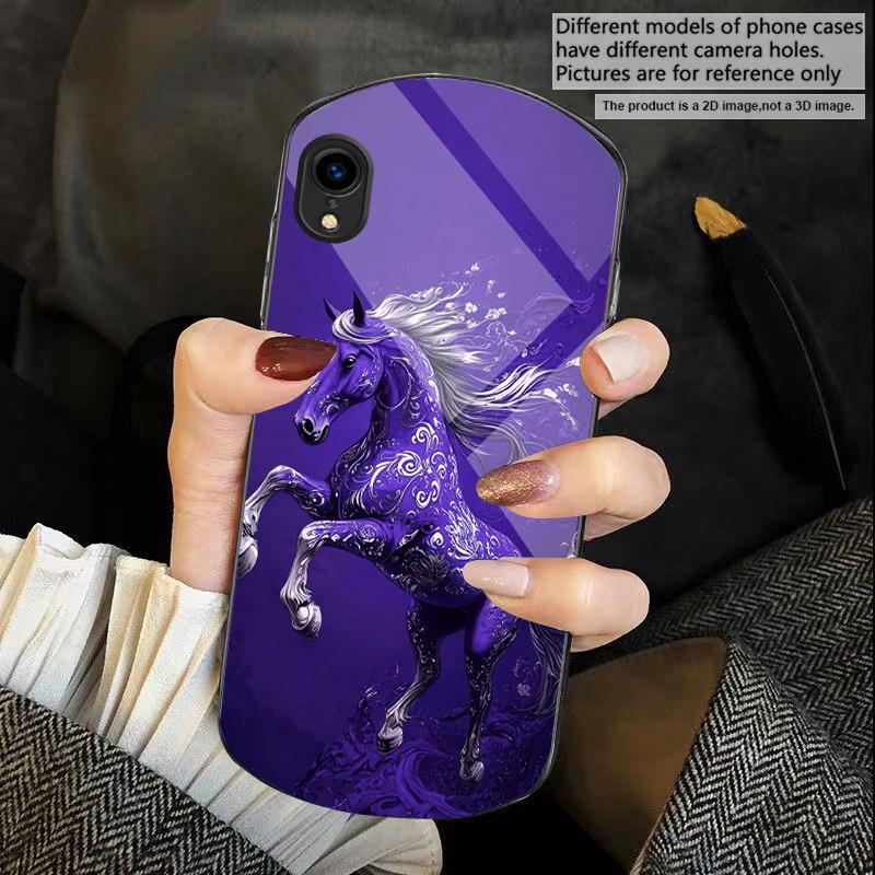 

Purple Rhyme White Tianma For iPhone 17 16 15 14 Pro 13 Plus 12 mini 11 Pro Max XR X S 7 8 Elliptical Tempered Glass Phone Case iPhone 13 mini