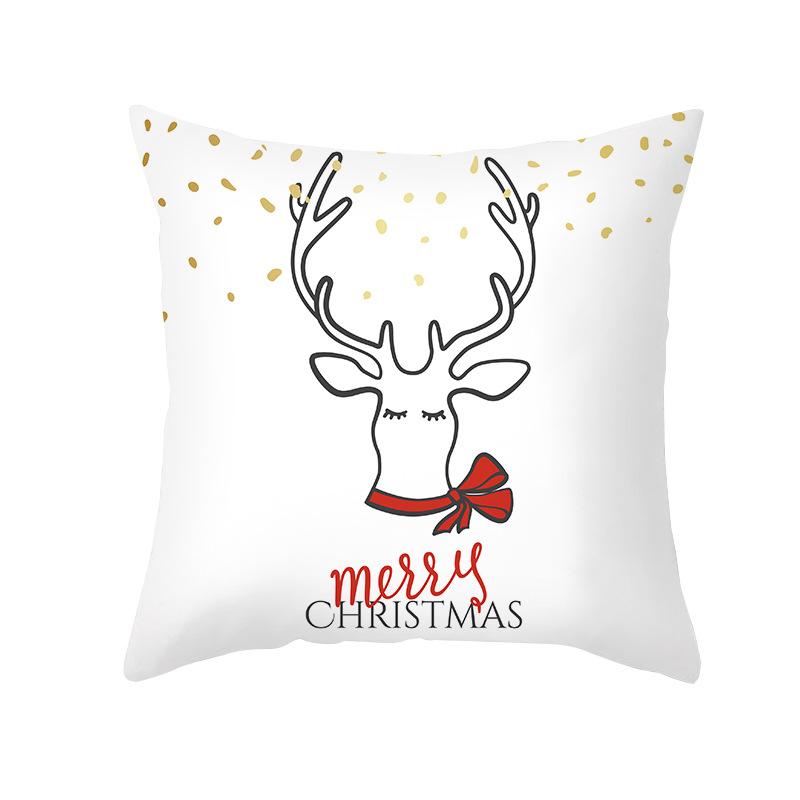 Nordic Christmas Cartoon Reindeer Digital Printing Short Plush Pillow Covers For Car Sofa Office Cushion Cover Home Goods