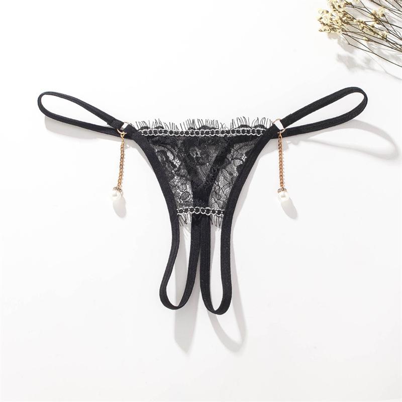 Damen-Tanga, transparent, Netzgarn, Perspektive, junge bestickte Frau, Versuchung, sexy Unterwäsche, G-String