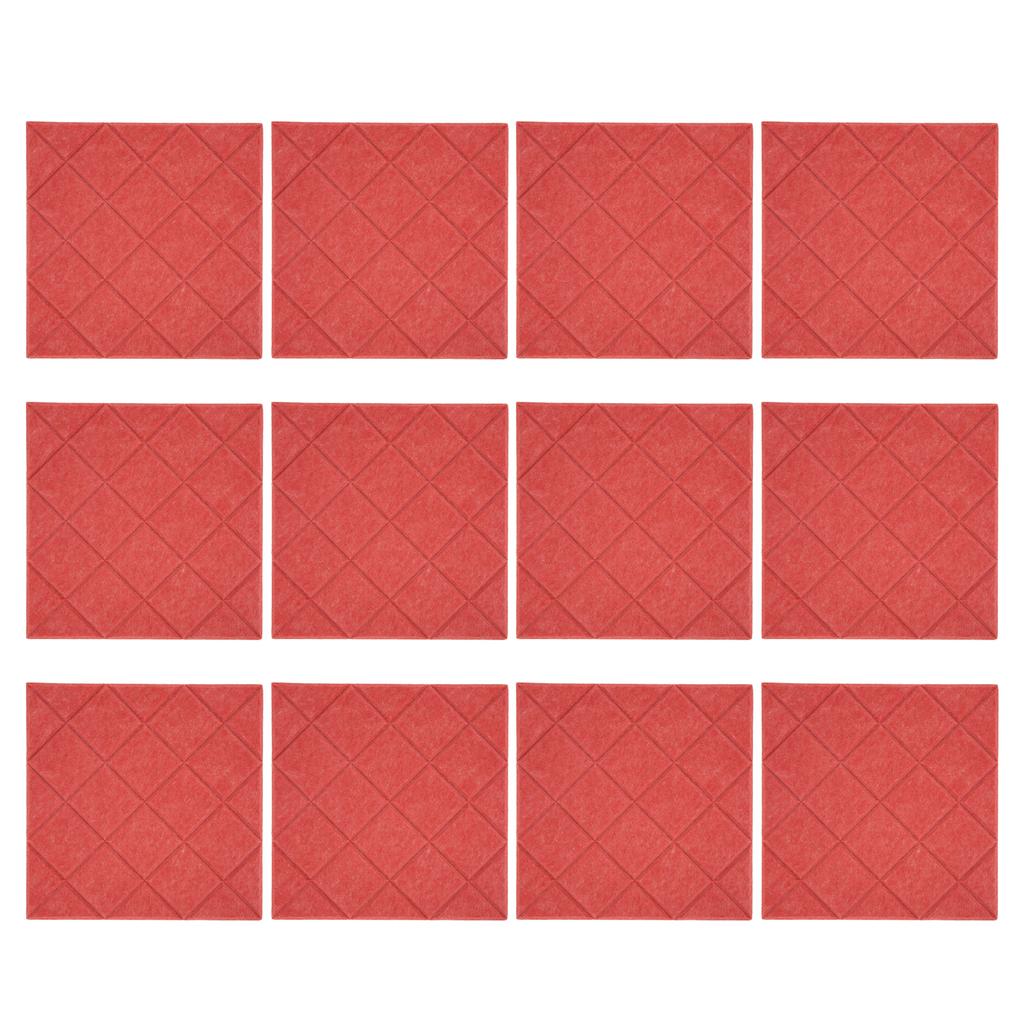 12Pcs Acoustic Panels Self Adhesive Red Sound Absorbing Dampening Panel for Office