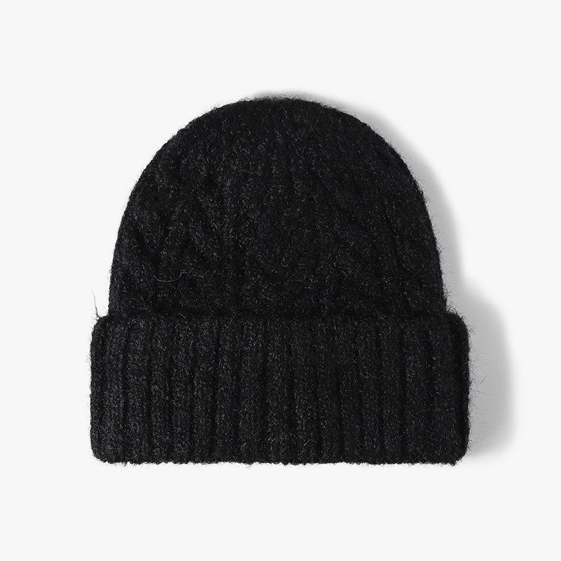 Japanese Winter Warm Simple Twist Woolen Cap Female Earflaps Slipover Male Beanie Student Hat