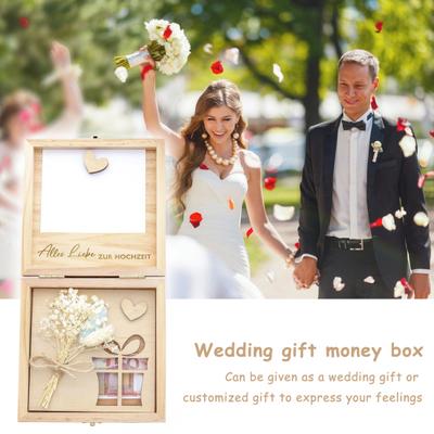 Houten Bruiloft Geldgeschenk Opbergdoos Huwelijksceremonie Geldhouder Geldgeschenk Bureau Decoratie Ornament Bruid Bruidegom Pasgetrouwden Cadeau