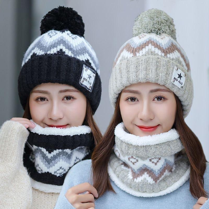 New Autumn and Winter Fleece Thickened Ear Protector Wool Hat Women's Cycling Cold Winter Knitted Cotton Hat Trend