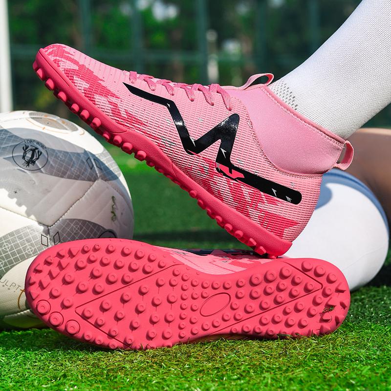 35-46 Kids Football Boots Rubber Soft Sole Short Nails Artificial Turf Leather Youth Kids Football Shoes Men's Sports Large Size Football Shoes