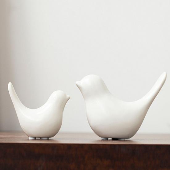 Ceramic Abstract Black Bird Statue Sculpture White Golden Bird Figurine Modern Home Office Living Room Tabletop