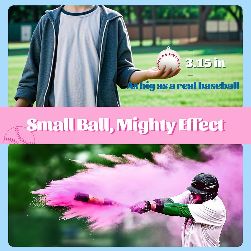 Gender Reveal Baseball Set, PINK & BLUE Powder Kit For Complete Surprise On Baby Boy Girl Gender Reveal Party