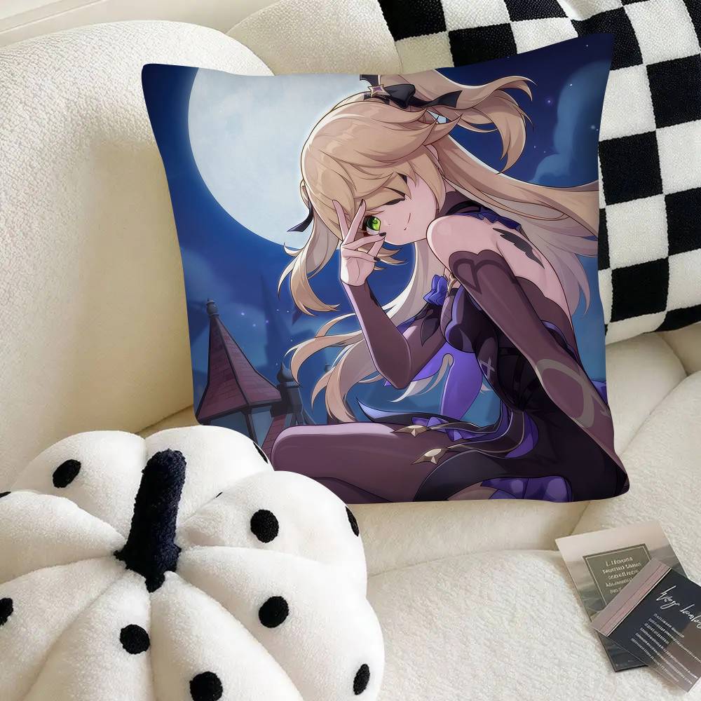 Fischl Anime Game Genshin Impact CUTE Pillow Case Square Pillow Bedroom Sofa Leisure Comfort Cushion Car Home Decoration
