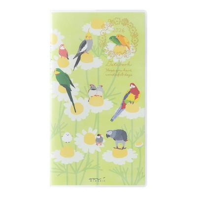 Midori Pocket 2026 Slim Bird 22364006 January Diary, Monthly, Pattern, (Starts 2026)