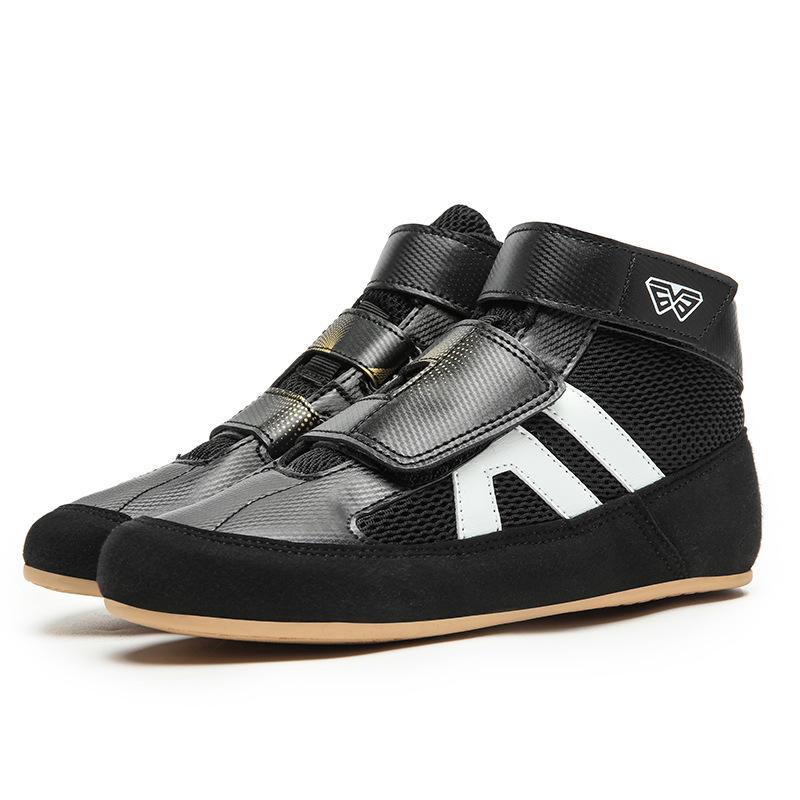 

Весна и лето новые кроссовки на липучках сетчатые боевые туфли высокие мужские кроссовки для фитнеса боксерские туфли 33 чёрный