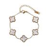 Bracciale Quadrifoglio Fortunato a Doppia Faccia in Madreperla Oro 18K - Stile Moda Europeo e Americano
