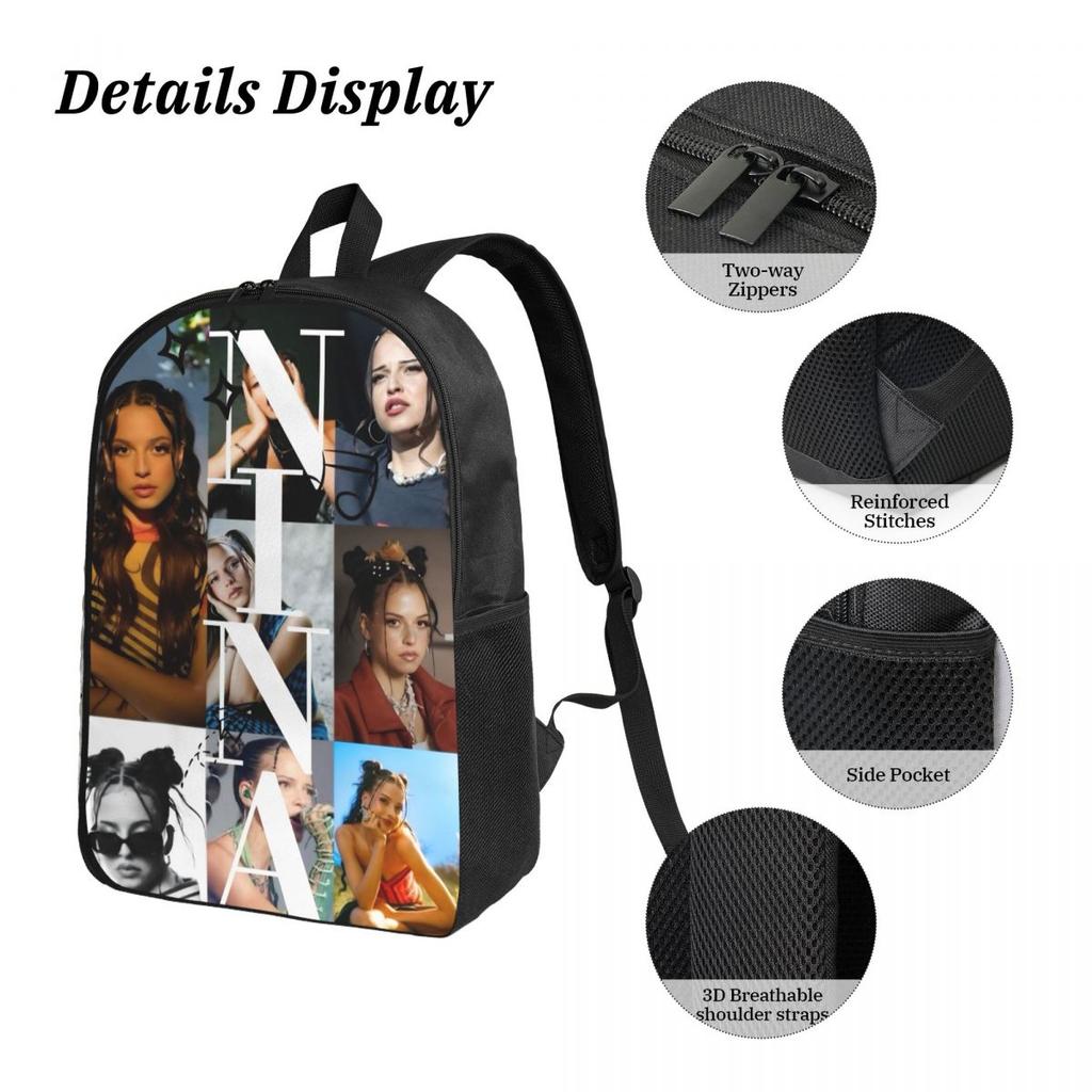 3Pcs Nina Chuba Singer Accessories Backpack Set for Kids Pencil Boxes Bookbag Sets with Lunch Box For School Students Daypack