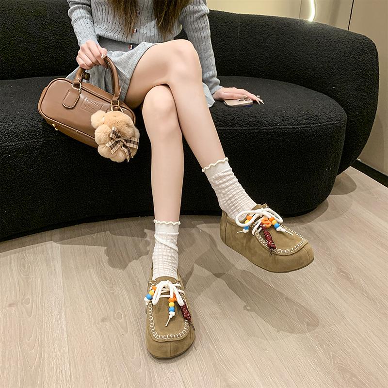 Fashion Women Mary Janes Shoes Nubuck Leather Flat Shoes Leather Single Lolita Shoes Ladies Walking Chaussure Femme Zapatos De Mujer