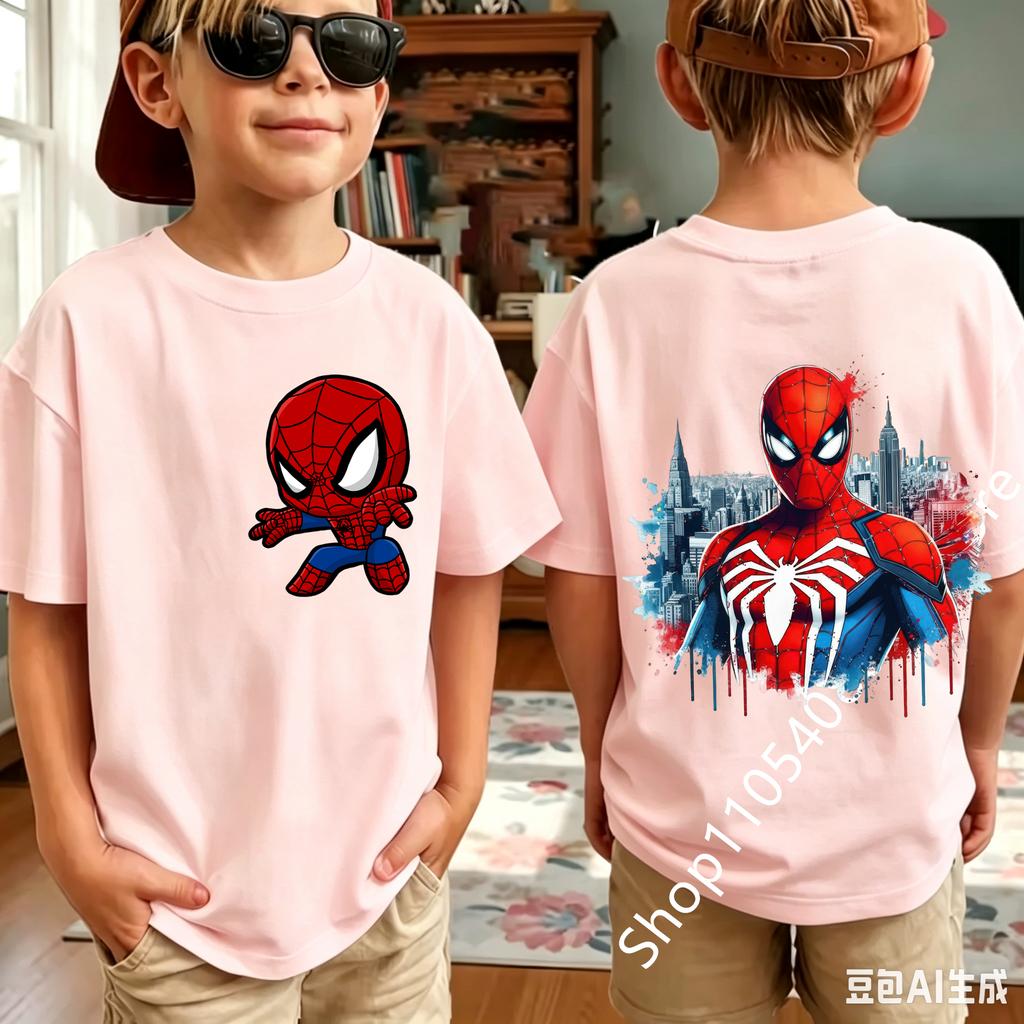 Summer Spider Children's T Shirt Breathable Fabric Classic Character Patterns in A Cute Style Suitable Daily Playwear