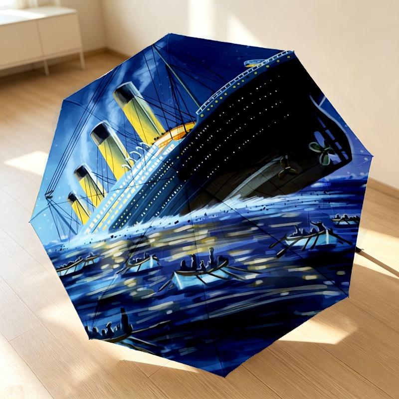 Titanic Portable 3 Folds Umbrella Portable Windproof Folding Rain Umbrella For Travel Outdoor Sun Protection Travel Outdoor Gift