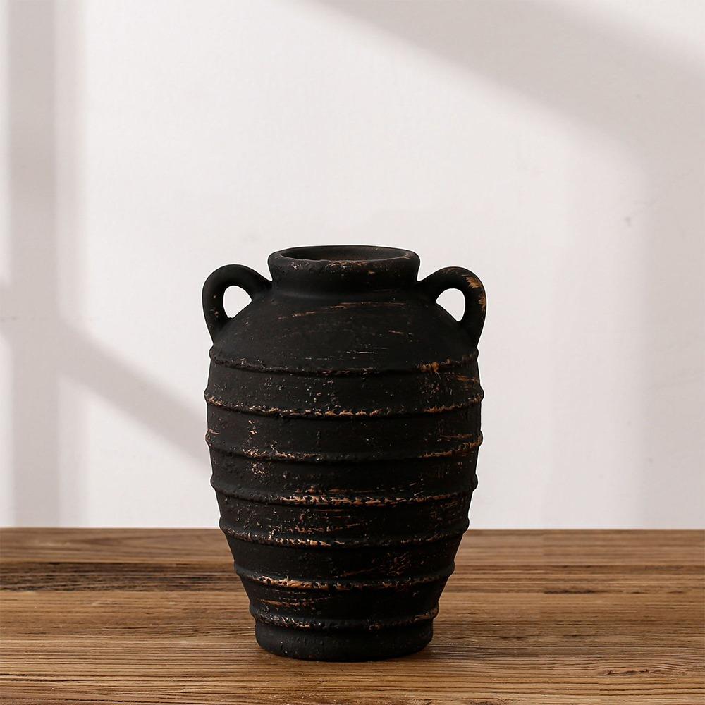 Rustic Style Decorative Flower Vase Artistic Hydroponic Vase Antique Ceramic Vase  Home Decor