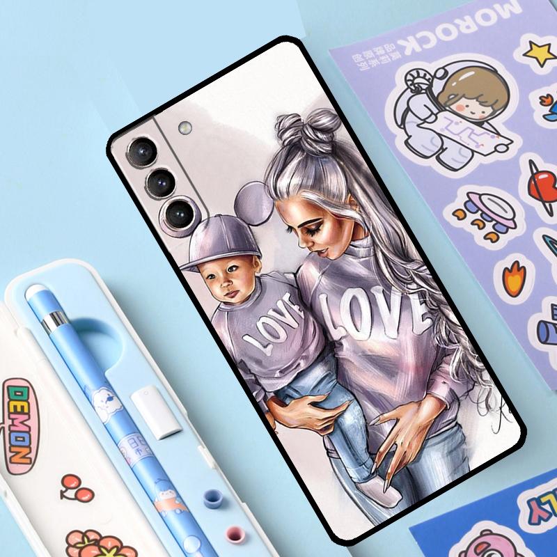 Fashion Super Mom Case For Samsung Galaxy S23 S22 S21 Ultra S20 FE S9 S10 Note 10 Plus Note 20 Ultra Full Cover
