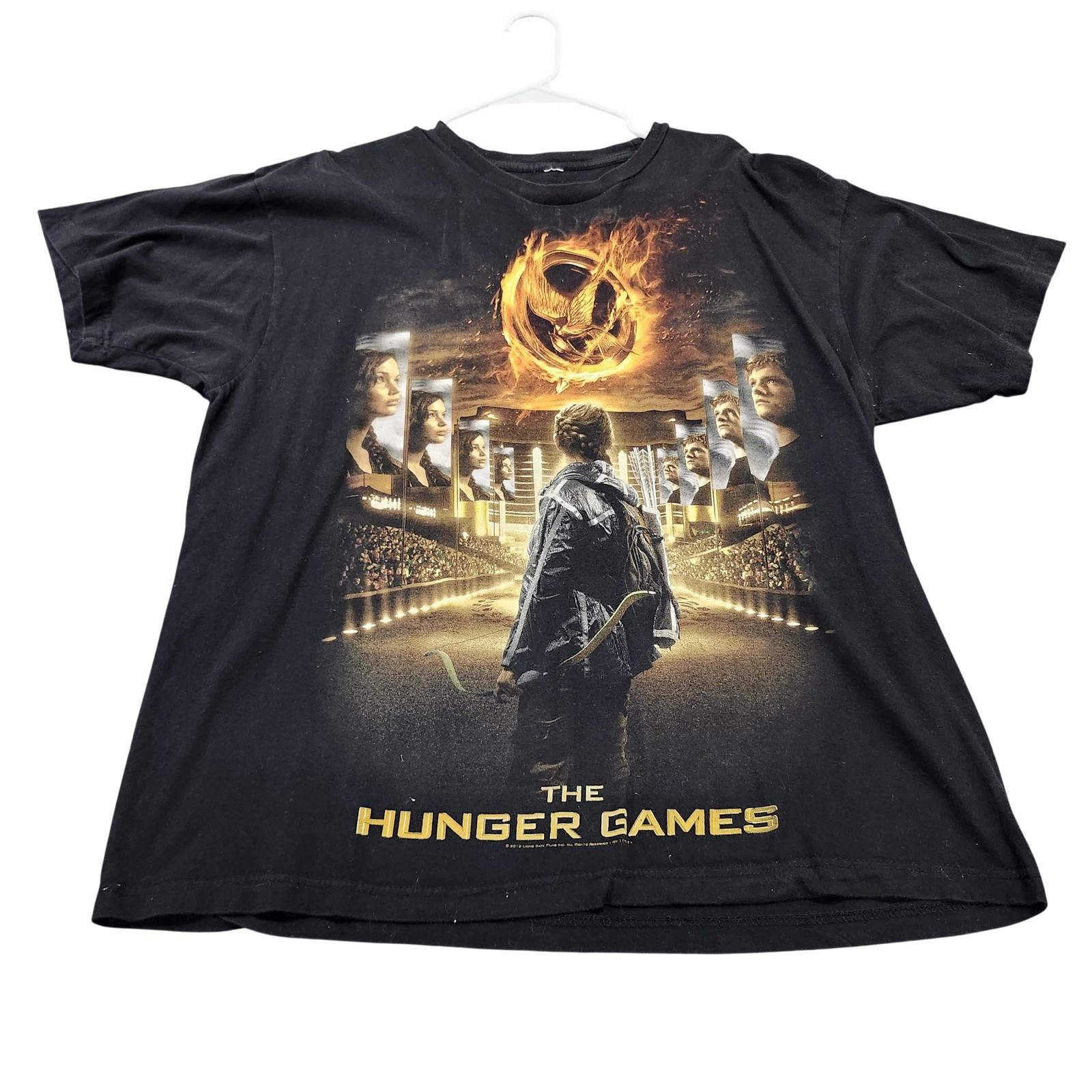 Shirt Mens XL Black The Hunger Games Movie Graphic Tee Katniss Crew Neck Poster Unisex T-Shirt XXL