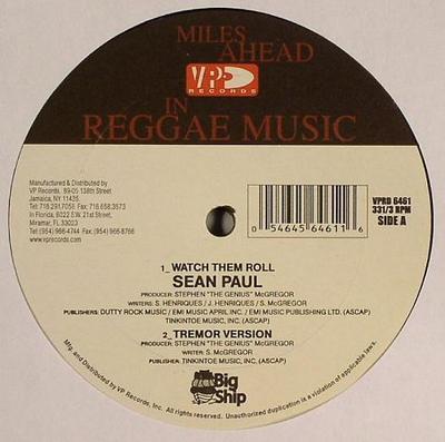 Płyta 12-calowa SEAN PAUL / SEAN PAUL - Watch Them Roll; Wersja Tremor / W VPRD6461 VP US 2007 US Reggae, Ska & Dub