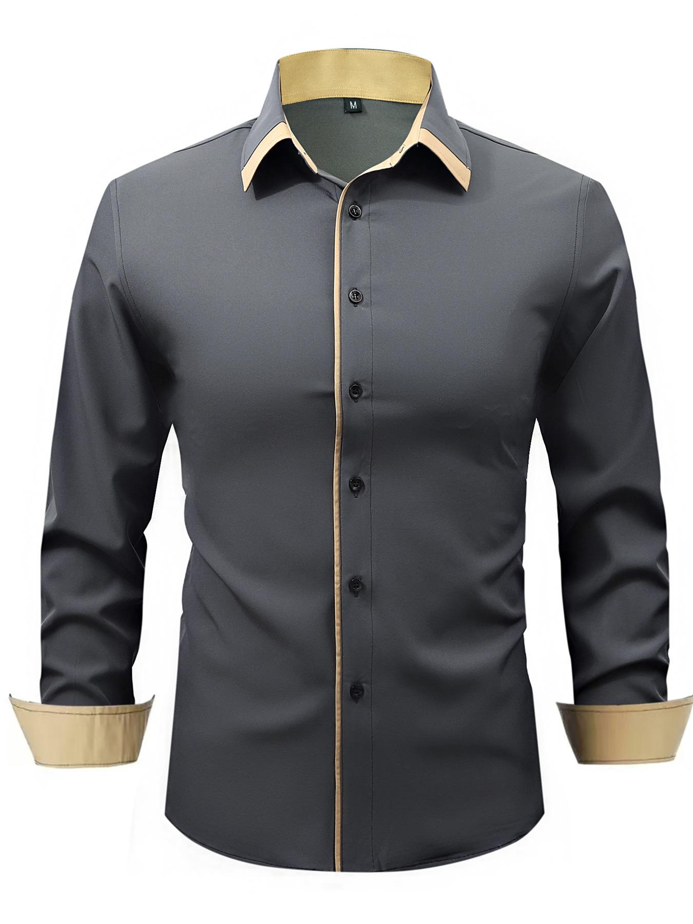 

Men s European Slim Fit Long-Sleeve Fashion Shirt S
