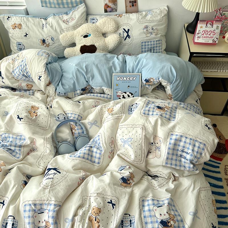 New Soft Skin-friendly Bedding Set Comfortable Breathable Duvet Cover Set with Sheet Single Double Quilt Cover and Pillowcases