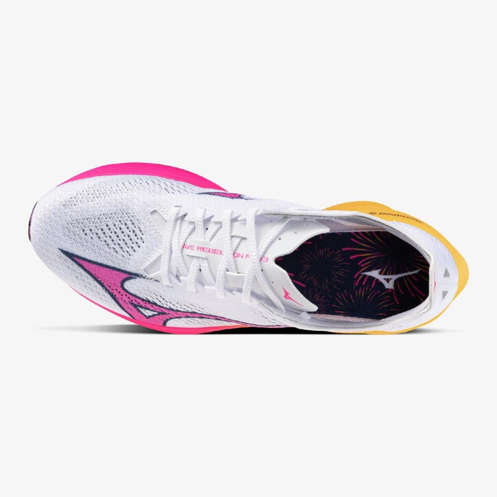 Mizuno Wave Rebellion Pro 3 Running Shoes, White/Pink/Orange, Size 26.5 Cm, 2E