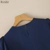 ZANZEA Lässige Bluse mit Rundhalsausschnitt, einfarbig, locker und kurzärmelig für Damen