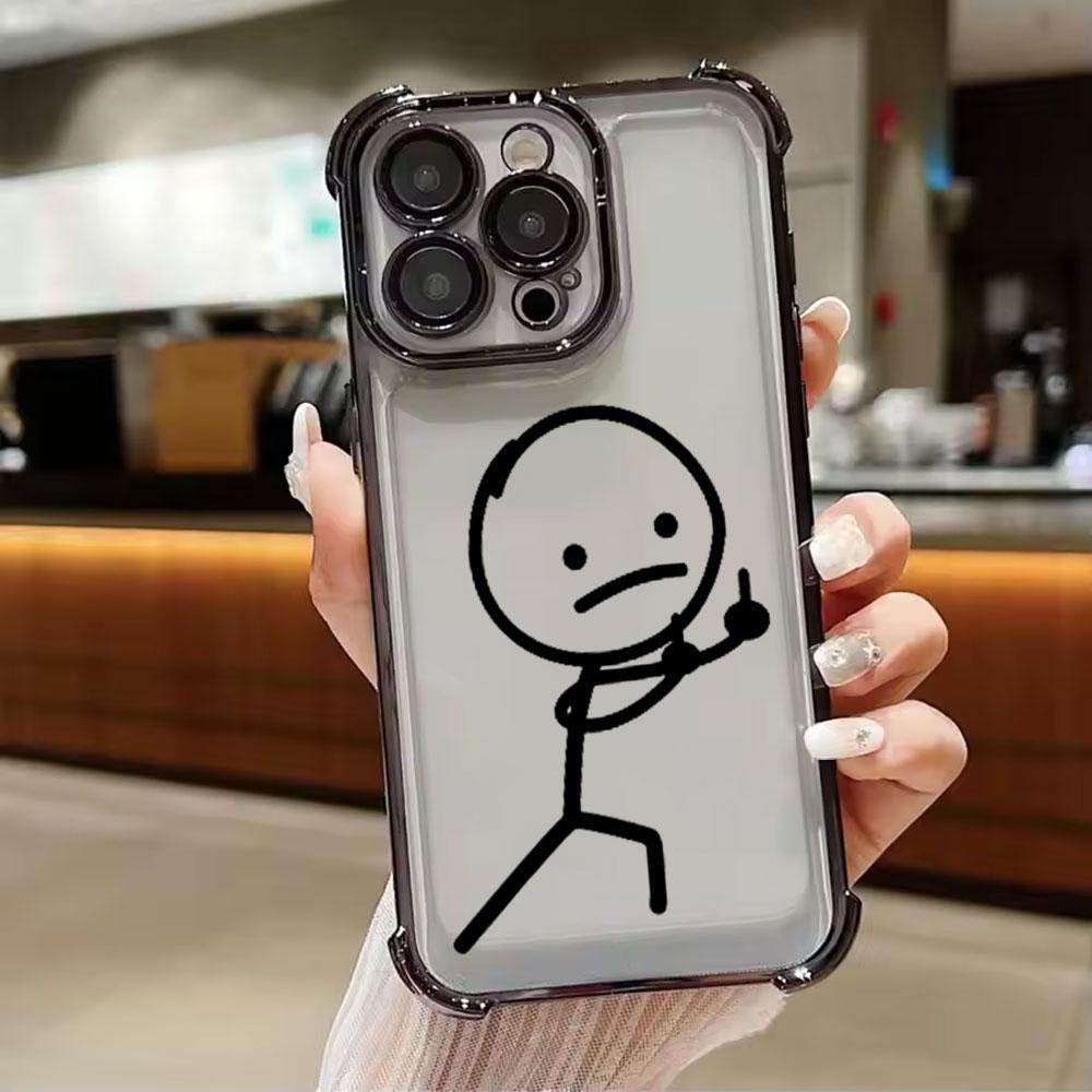 Stickman Cool Middle Finger Cute Man Phone Case For Xiaomi 15T 14T 13 Pro 15 F8 Ultra Poco X7 F7 Pro 5G X5 X6 F5 M7 Clear Cover
