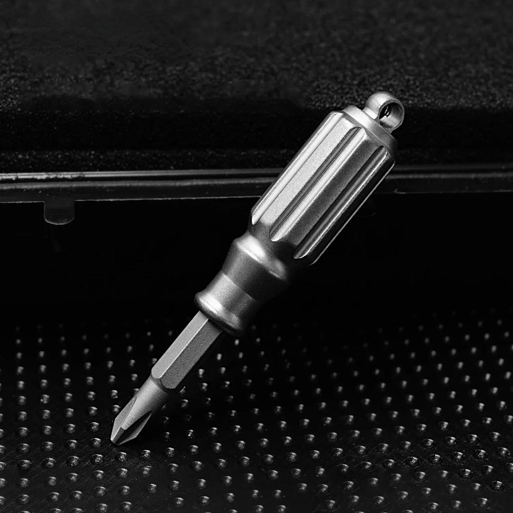 NEW Titanium Alloy Screwdriver Handle, Handheld Screwdriver Portable Key Necklace for Outdoor Camping Convenient EDC Small Tool