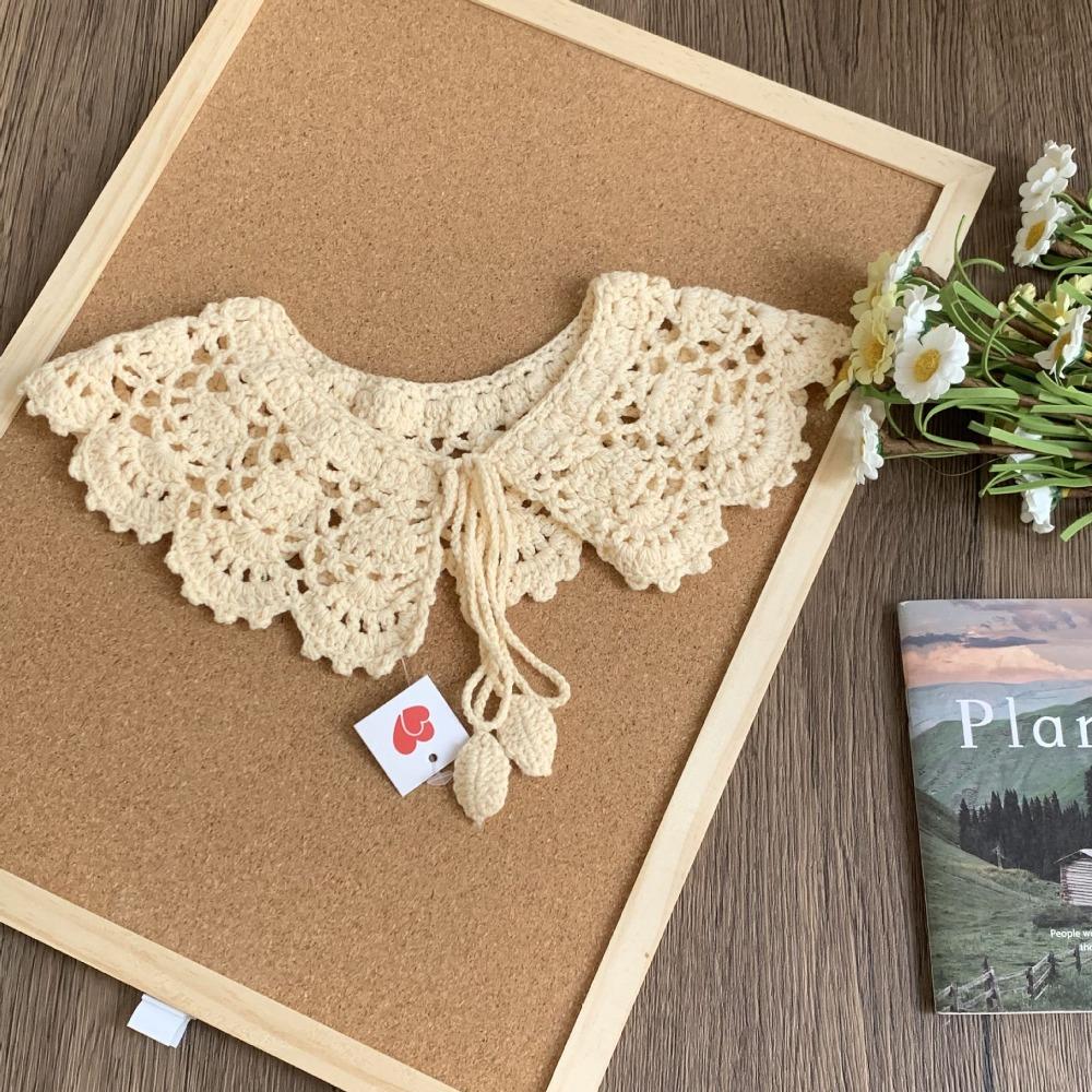 Round Neck Hollow Out Crochet Shawl Sweet Blouse Shoulders Fake Collar Knitted Scarves  Spring