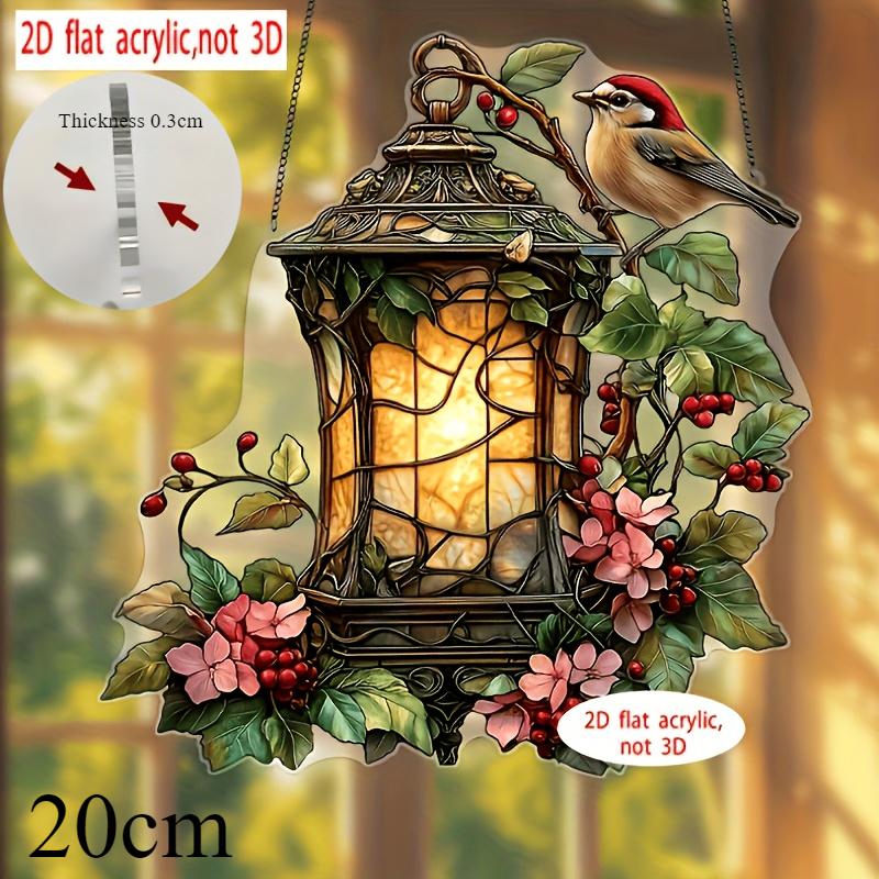 2D flat attractive Robin with lamp cage catcher 2D flat color acrylic pendant for garden, yard and home decoration pendant