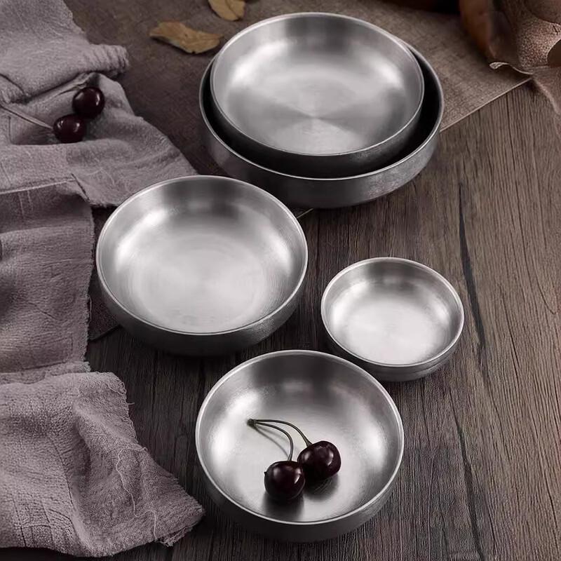 ZISIZ Vintage Korean Distressed Stainless Steel Side Dish Bowl Set