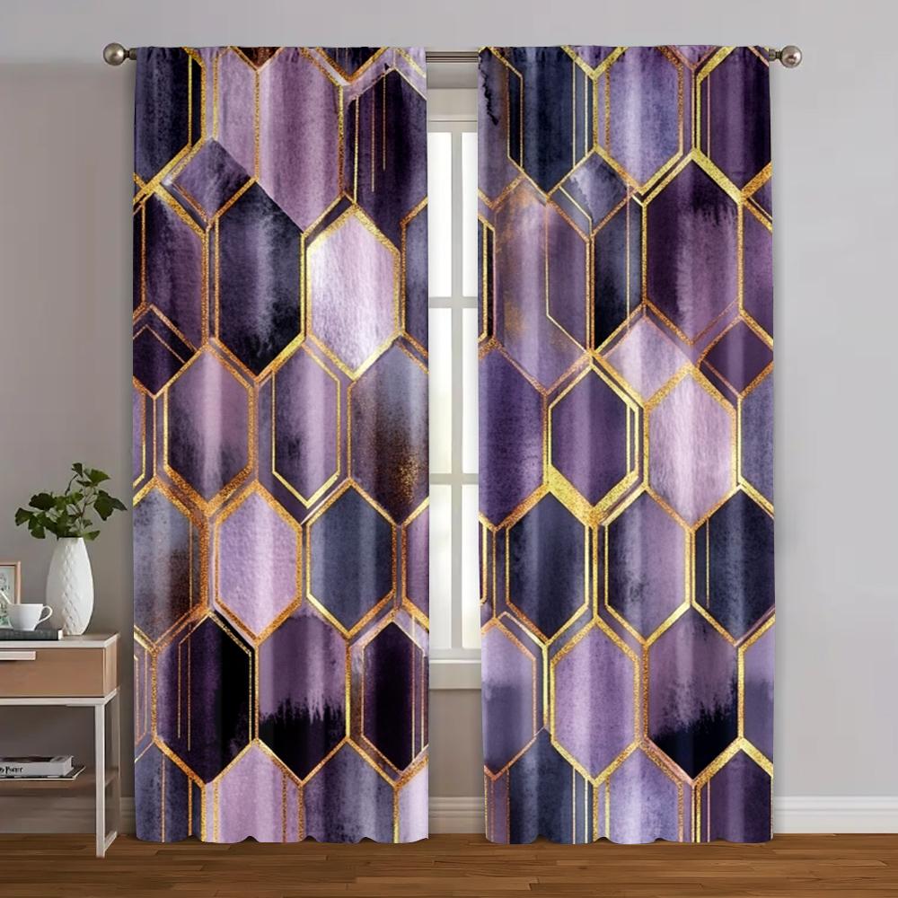 

2pcs, Curtains&Window Treatment 2D print Vintage Light Filtering Curtain Panels With Rose Colorful Geometric Polyester Woven 29x65in(75x166cm)